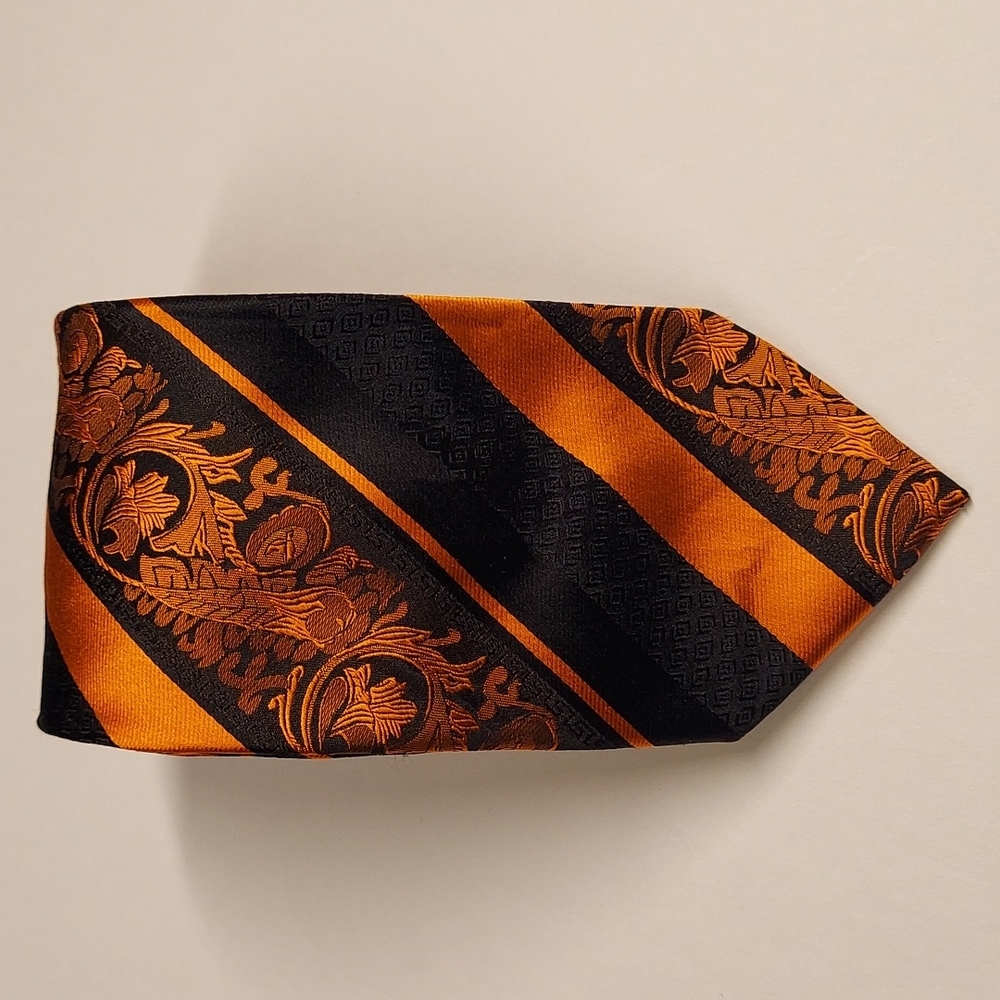 02 Paul Malone Orange and Black Necktie
